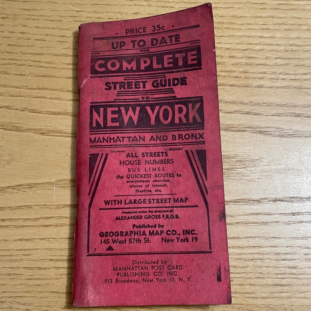 1957 Complete Street Guide to New York Manhattan & Bronx Streets House Numbers